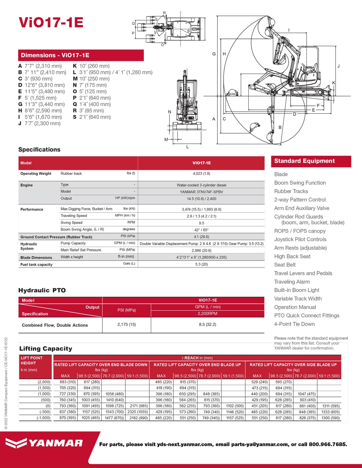 image of Yanmar Vi017-1E excavator